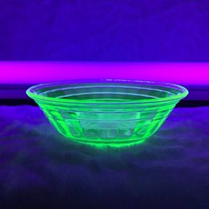 Vintage Vaseline Glass Dessert Bowl Block Optic #23